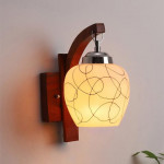 Foziq Brown Printed Wooden Bell Shape Wall Lamp