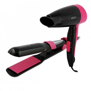 Black & Pink Miss Perfect Hair Dryer + Hair Straightener VHSS-01