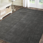 Grey Solid Hand-Tufted Anti-Skid Woolen Carpet
