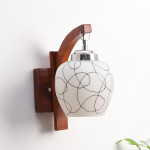Foziq Brown Printed Wooden Bell Shape Wall Lamp