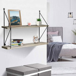 Sorbus® Floating Shelf with Metal Brackets — Wall Mounted Rustic Wood Wall Storage