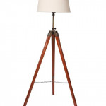 Beige & Brown Solid Contemporary Tripod Floor Lamp