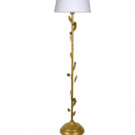 White Gold-Toned Metal Floral Floor Lamp with Shade