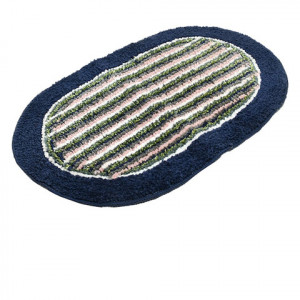 Blue Striped Cotton Anti-Skid Oval Shaped Doormats