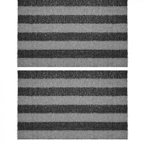 Set of 2 Grey & Black Striped Anti-Skid Doormats