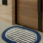 Blue Striped Cotton Anti-Skid Oval Shaped Doormats