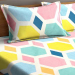 Multicoloured Geometric 300 TC Fitted Double Bedsheet