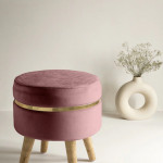Solid Ottoman With Wooden Legs