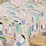 Peach & Green Printed Cotton Rectangular 6 Seater Table Cover