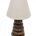 White & Brown Wood Table Lamp With White Jute Shade LED Bulb Included