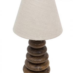 White & Brown Wood Table Lamp With White Jute Shade LED Bulb Included