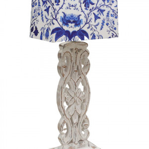 Blue Printed Wooden Table Lamp
