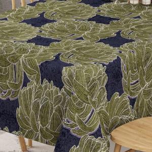 Green & Blue Printed Cotton Rectangular 6 Seater Table Cover